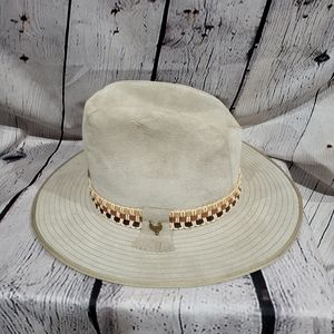 THE RUSTLER Tan Suede Cowboy Hat Rancher Western Size 7 3/8